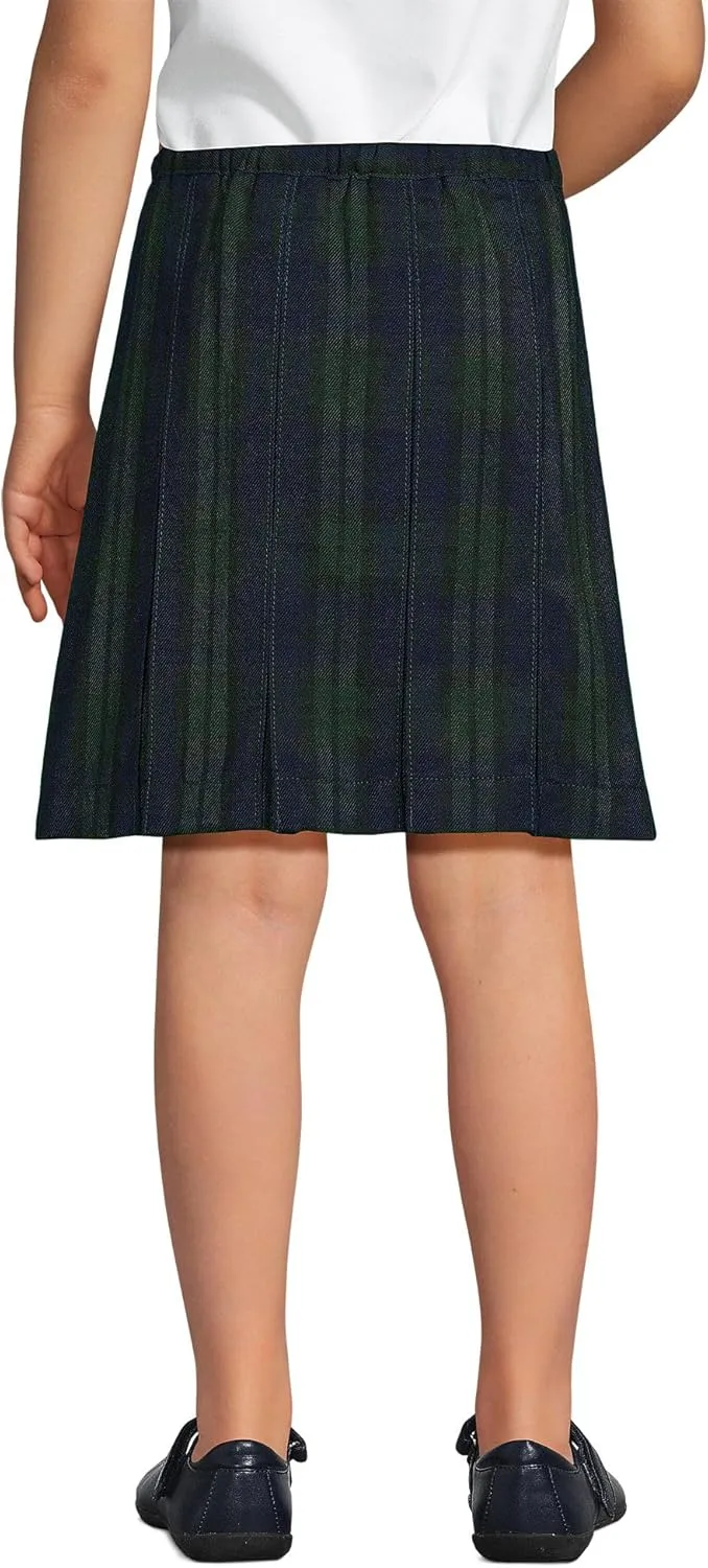 Lands' End School Uniform Girls Plaid Box Pleat Skirt Top of The Knee
