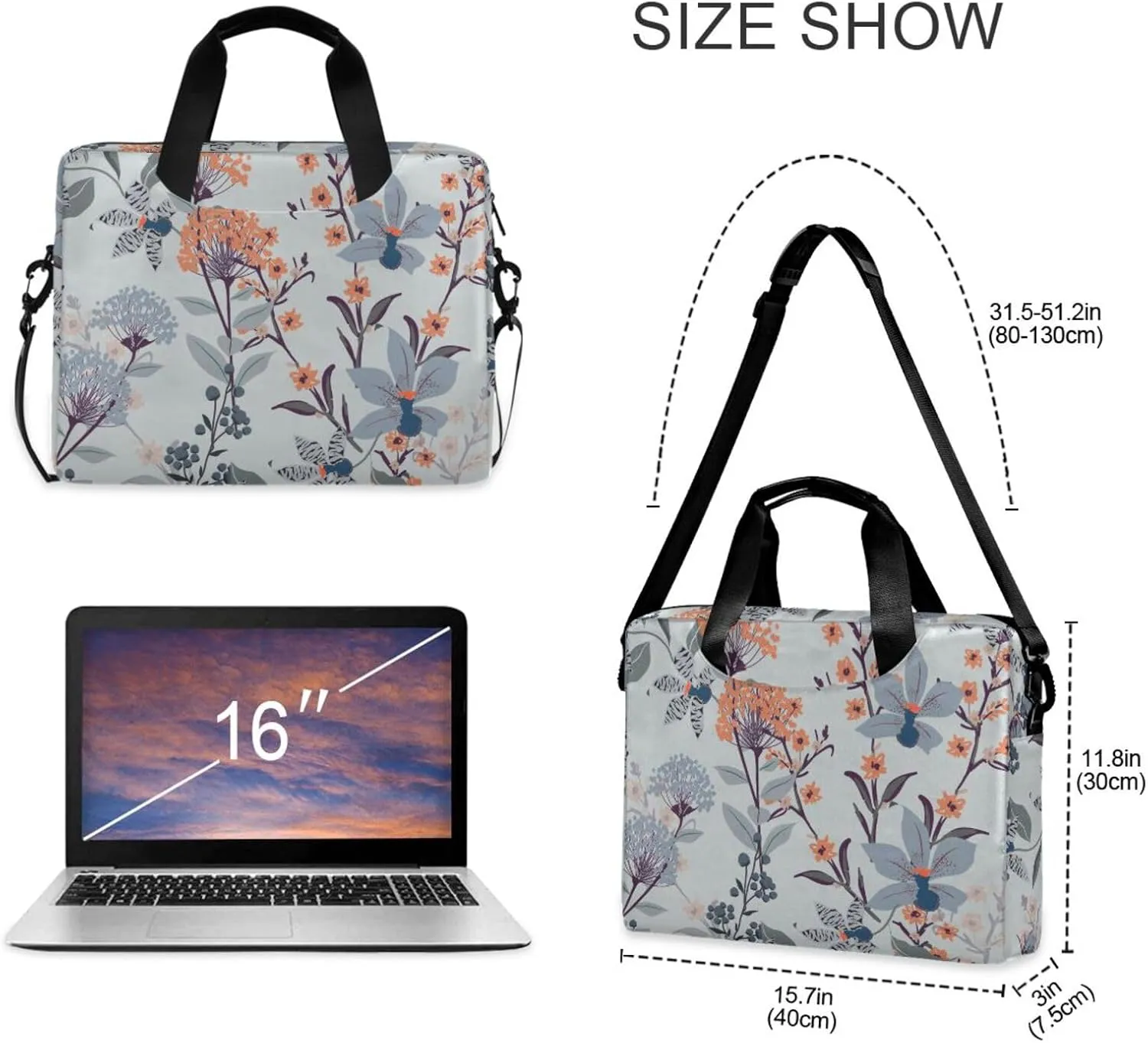 Laptop Computer Messenger Tote Bag Briefcase Crossbody Shoulder Strap Top Handle Men Women