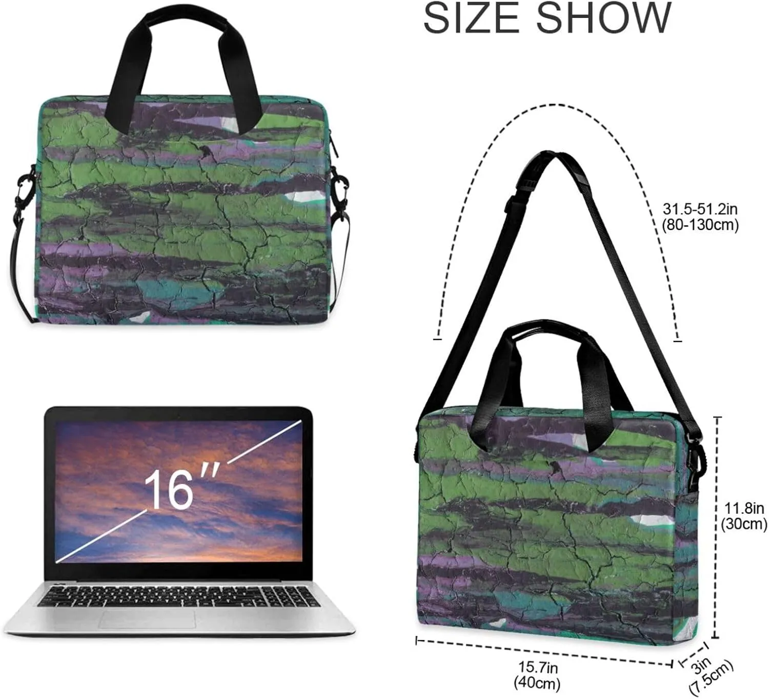 Laptop Computer Tote Bag Briefcase Crossbody with Shoulder Strap Top Handle Men Women