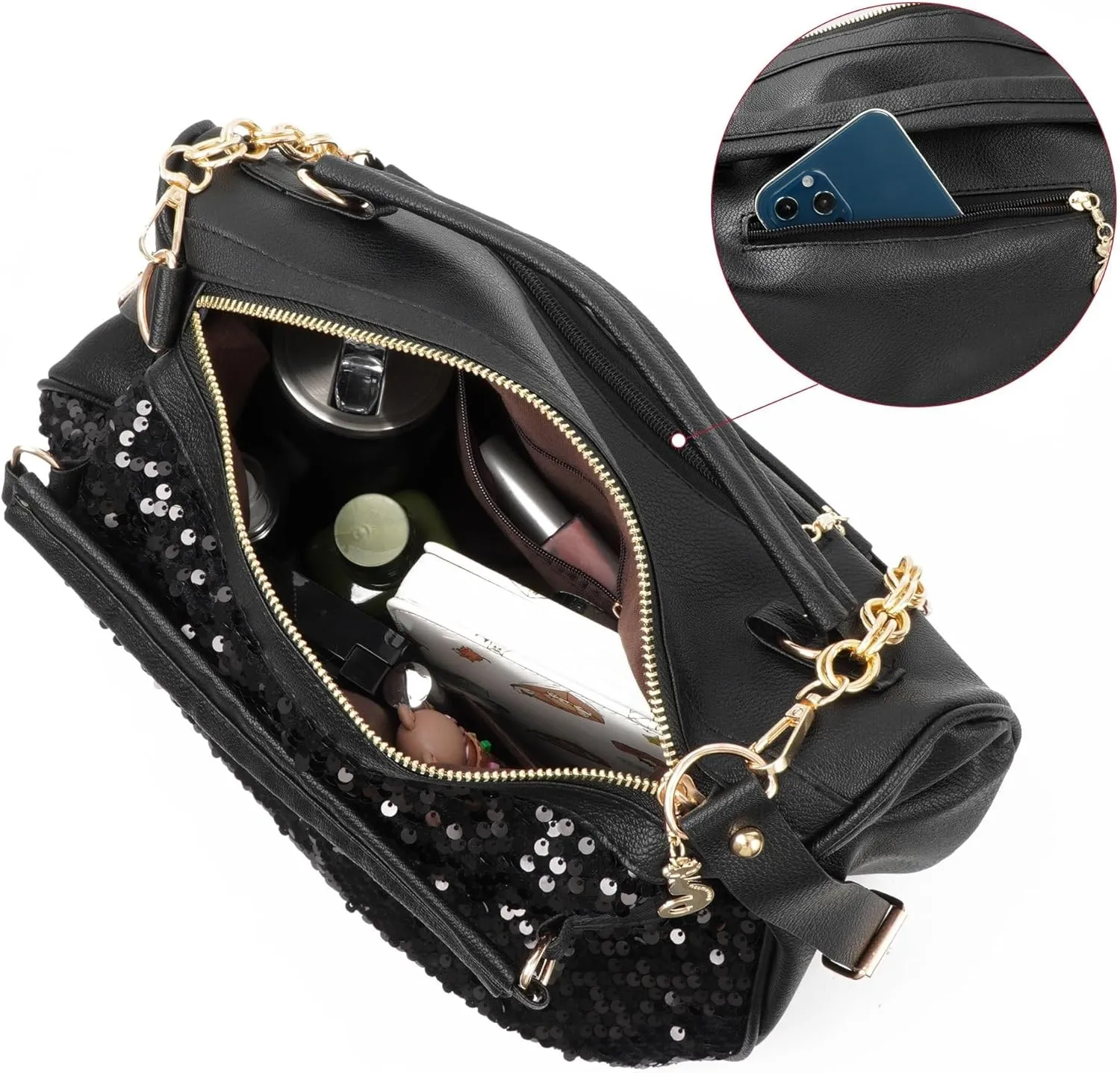 Large Crossbody Purse Leather Top Handle Punk Rivet Hobo Handbag for Women