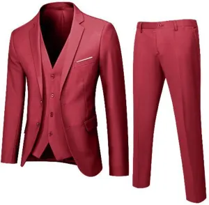 LCMTWX Men Suits Slim 3 Suit Business Wedding Party Jacket Vest & Pants Men Blazer Suit Pants For Men Men'S Casual Suits