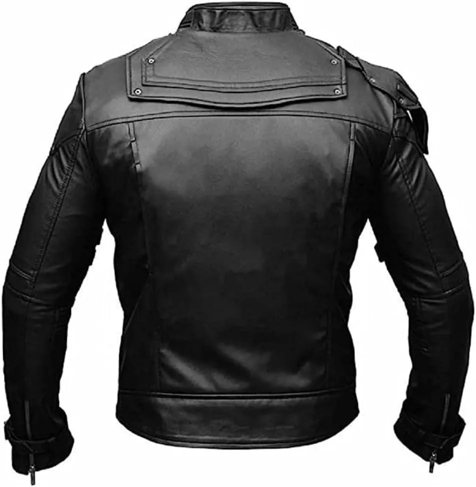 Leather to wear LTW | Men's Black Biker Guardian Star Lord Genuine Sheepskin Motorcycle Cafe Racer Leather Jacket