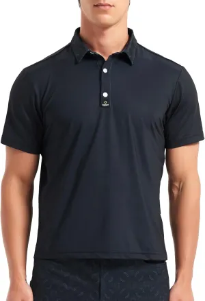 Lesmart Mens Golf Polo Shirts Casual Short Sleeve Quick-Dry Collar Print Light Weight Shirts for Men