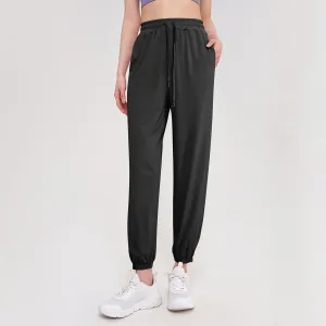 Linen Pants, Black Yoga Pants for Women Cotton High Waisted Golf Wide Leg Summer Flowy Trousers with Pockets