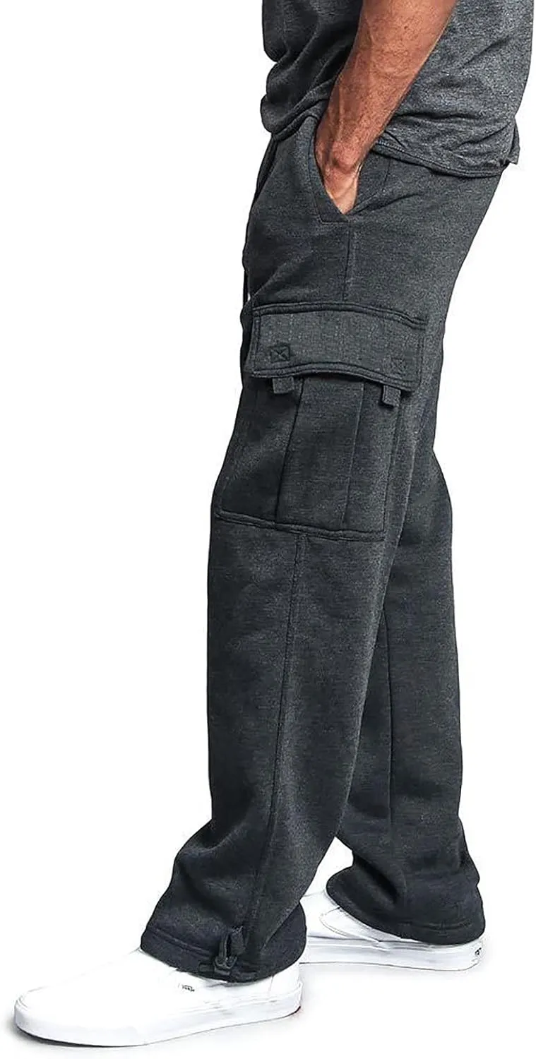 Linen Pants for Men 2023 Fashion Drawstring Stretch Solid Cargo Trousers Multi Pockets Athletic-Fit Sweatpants