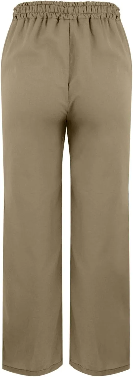 Linen Pants for Women 2025 Summer High Waist Elastic Straight Leg Lounge Pant Loose Lightweight Beach Trousers