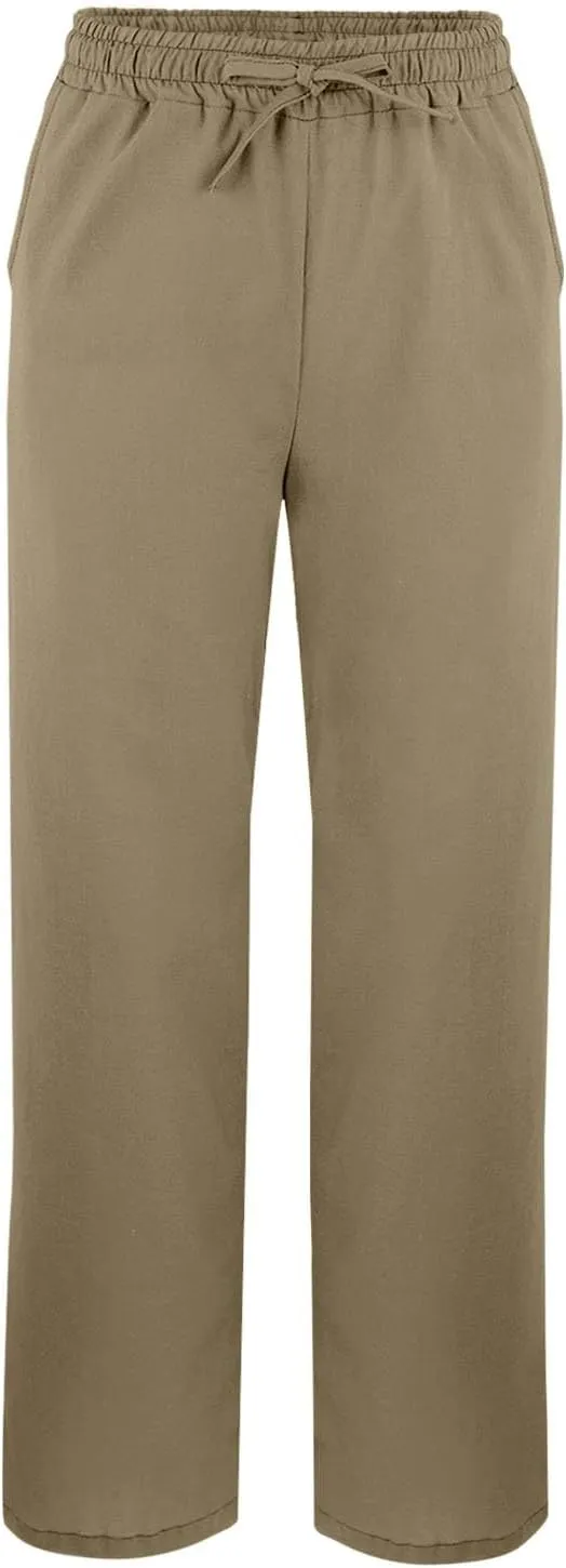 Linen Pants for Women 2025 Summer High Waist Elastic Straight Leg Lounge Pant Loose Lightweight Beach Trousers
