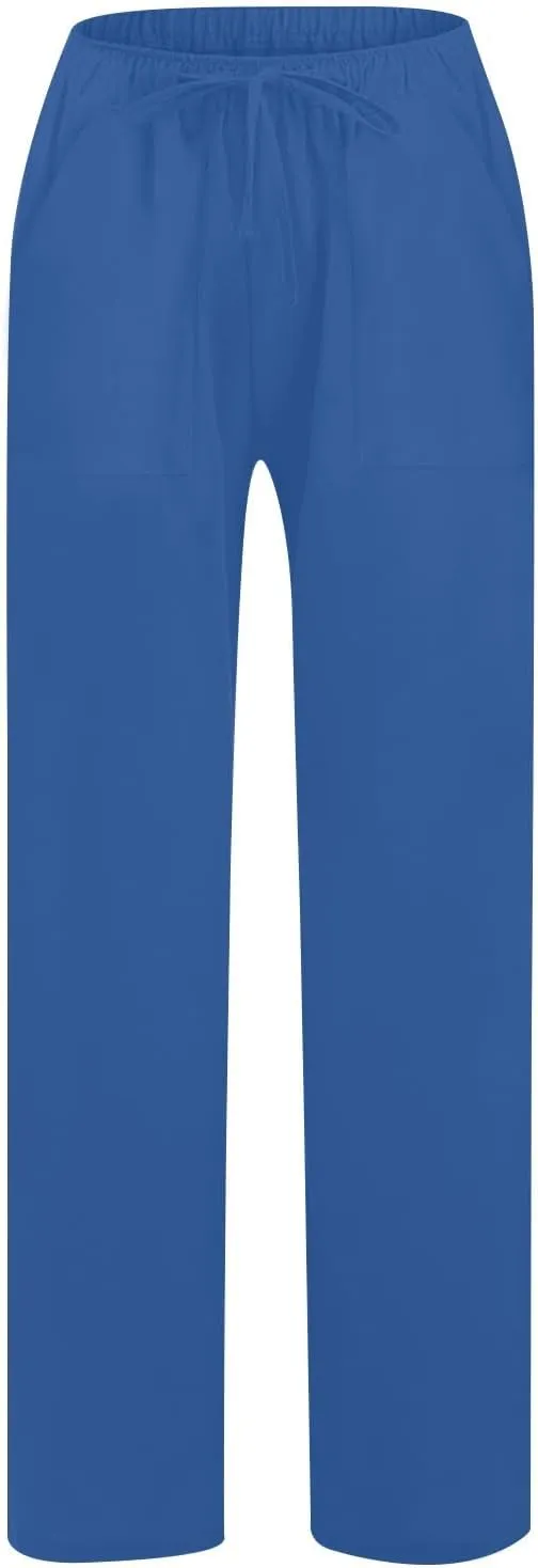 Linen Pants Women High Waisted Wide Leg Pants Drawstring Loose Fit Summer Trousers Beach Resort Wear 2025