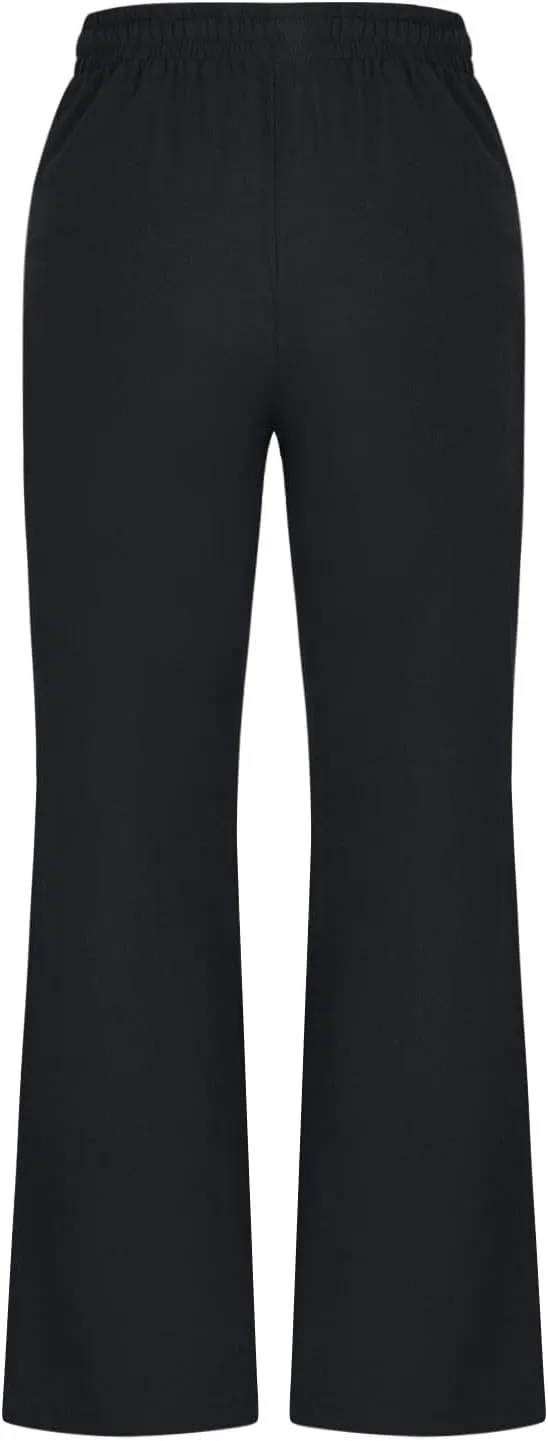 Linen Pants Women Summer Trendy High Waisted Wide Leg Pants Plus Size Comfy Casual Bootcut Trousers with Pockets