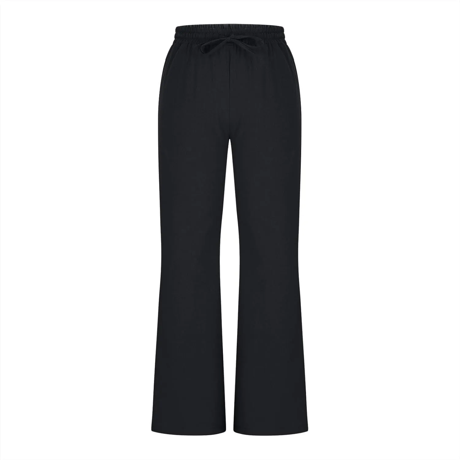 Linen Pants Women Summer Trendy High Waisted Wide Leg Pants Plus Size Comfy Casual Bootcut Trousers with Pockets