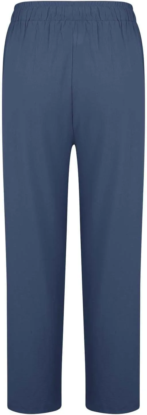 Linen Pants Women Tall Elastic High Waisted Pants for Women Cotton Womens Sweatpants with Pockets Straight Wide Leg