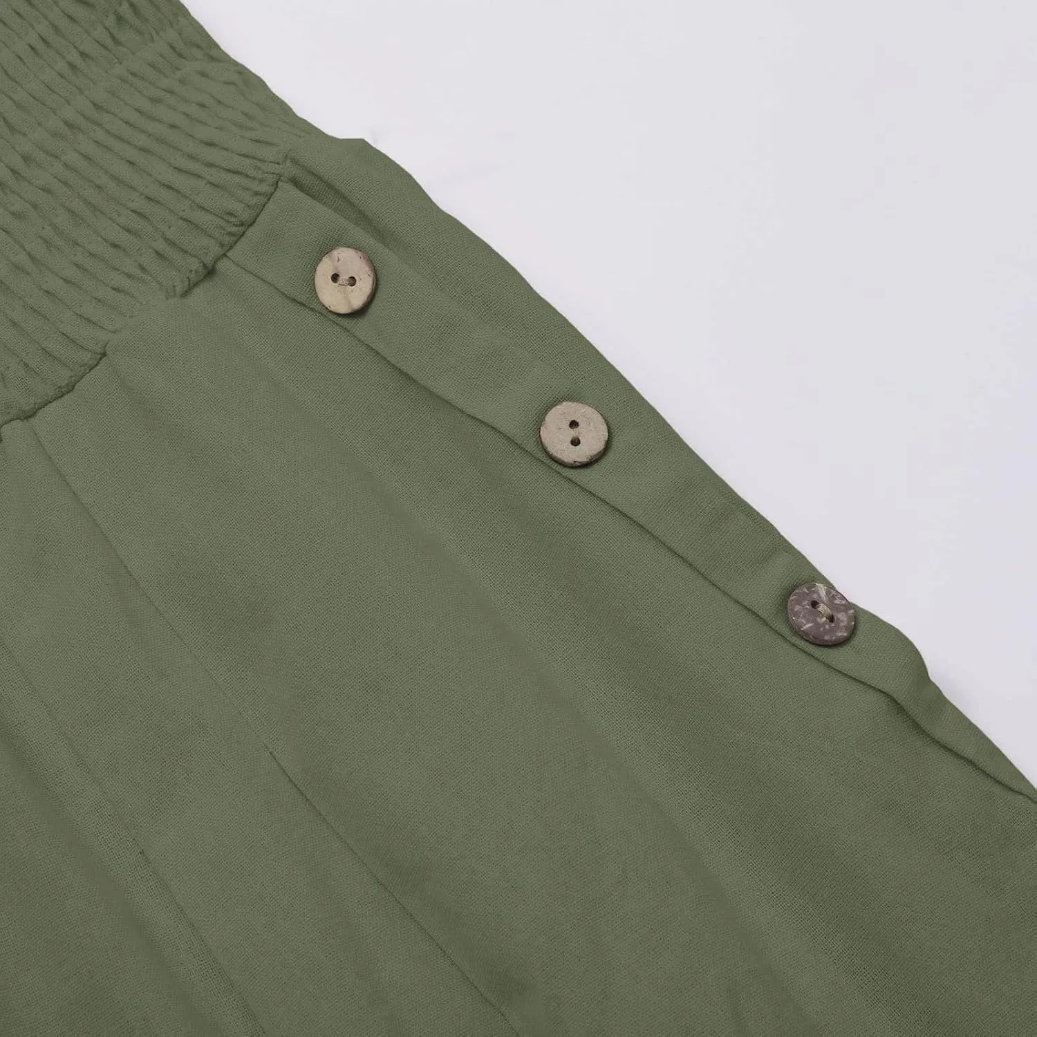 Linen Wide Leg Pants for Women Summer Casual Pleated Elastic High Waistband Palazzo Trousers Beach Yoga Trousers with Pockets