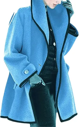 LOAIHA Women's Shawl Collar Trench Coats Wool Blend Lapel Single Breasted Long Cardigan Coat Lightweight Fall Winter Jacket