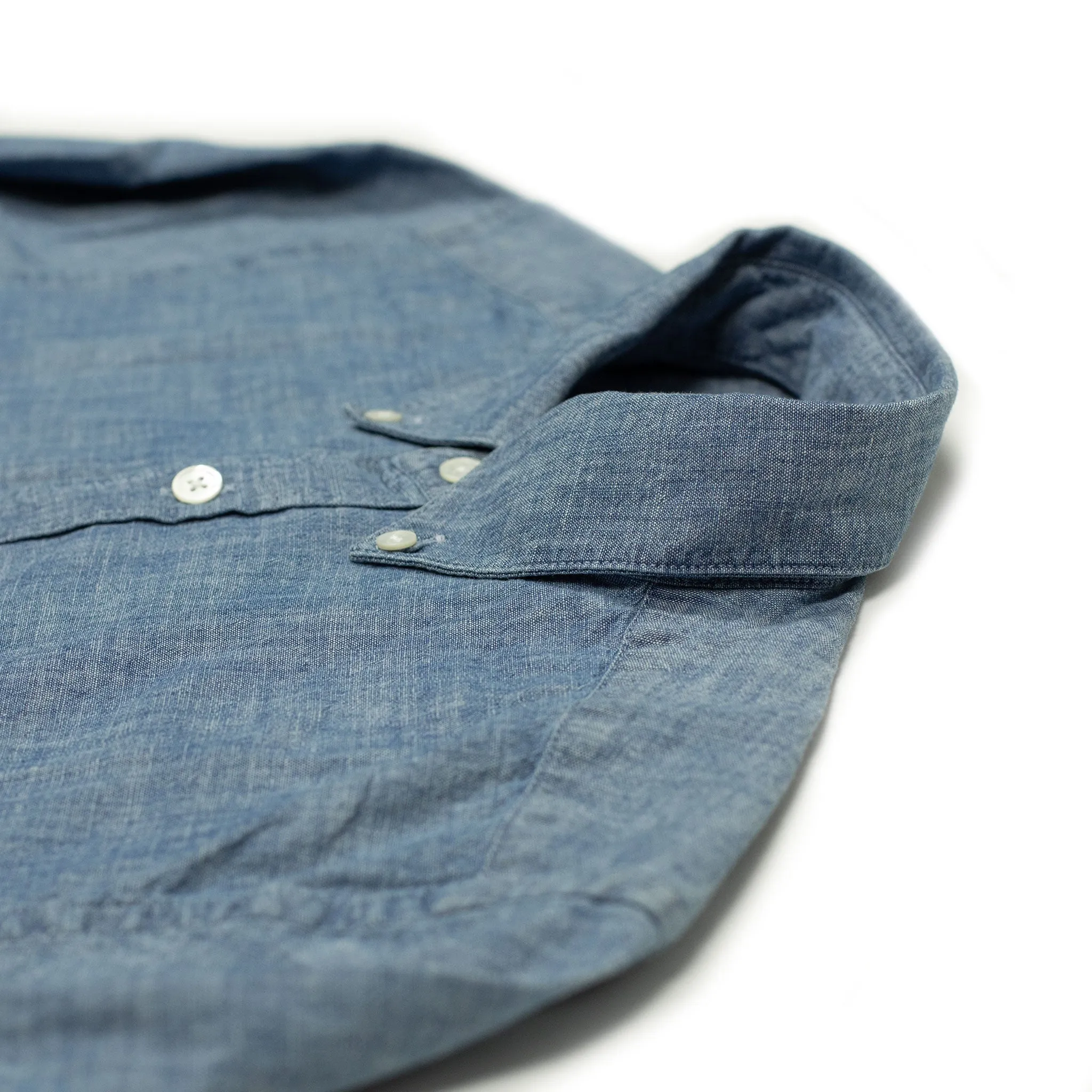 Long sleeve shirt in blue cotton chambray