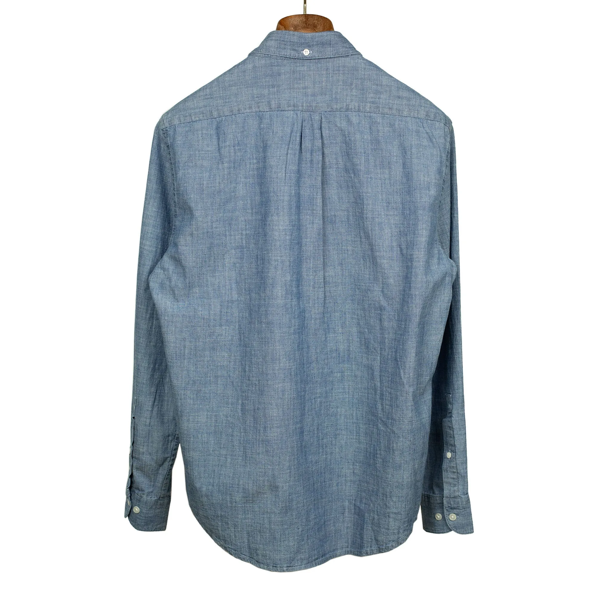 Long sleeve shirt in blue cotton chambray