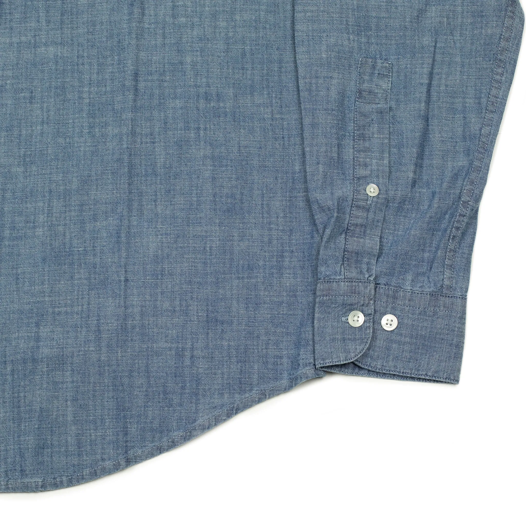 Long sleeve shirt in blue cotton chambray