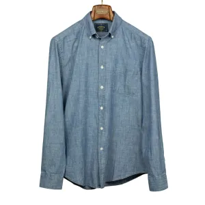 Long sleeve shirt in blue cotton chambray