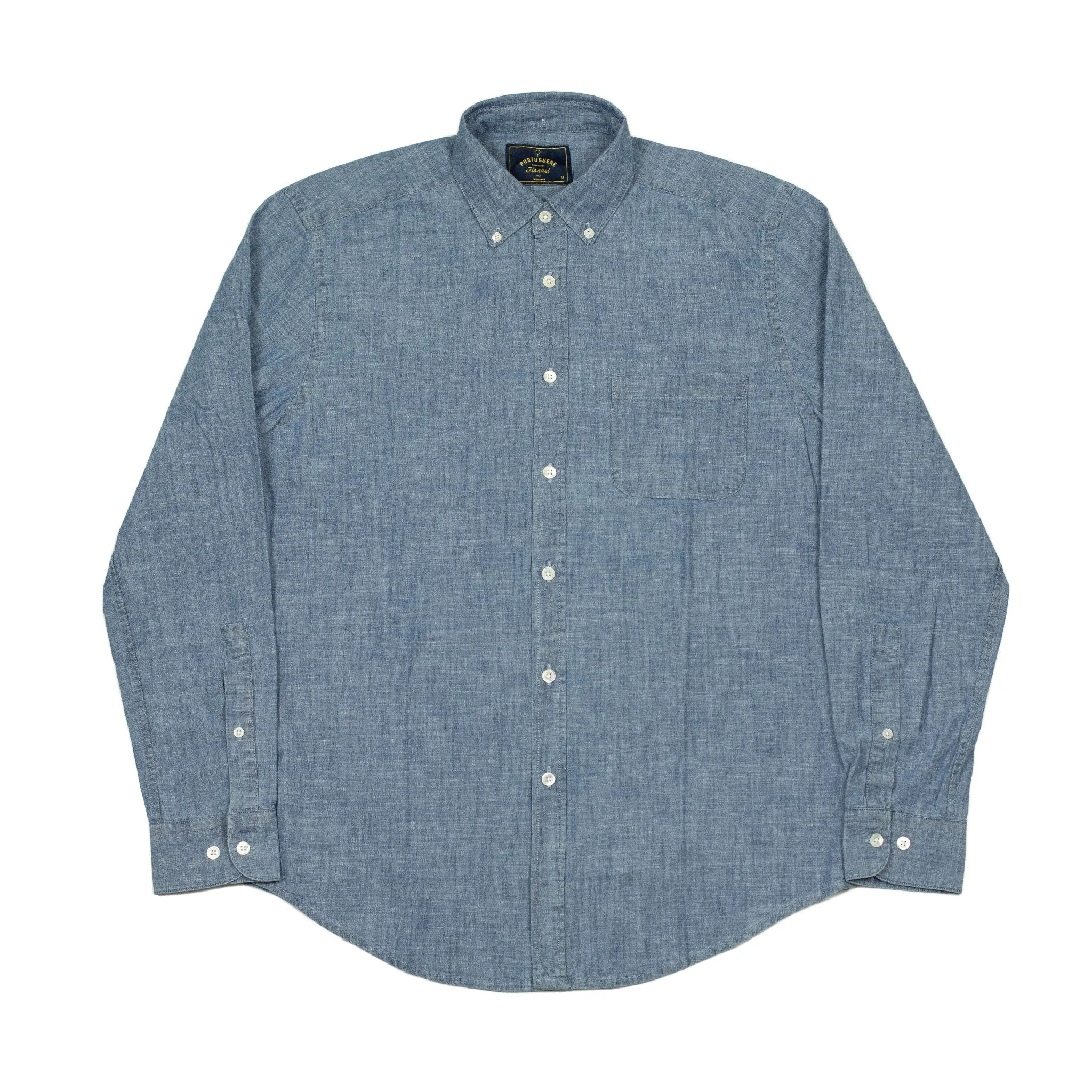 Long sleeve shirt in blue cotton chambray