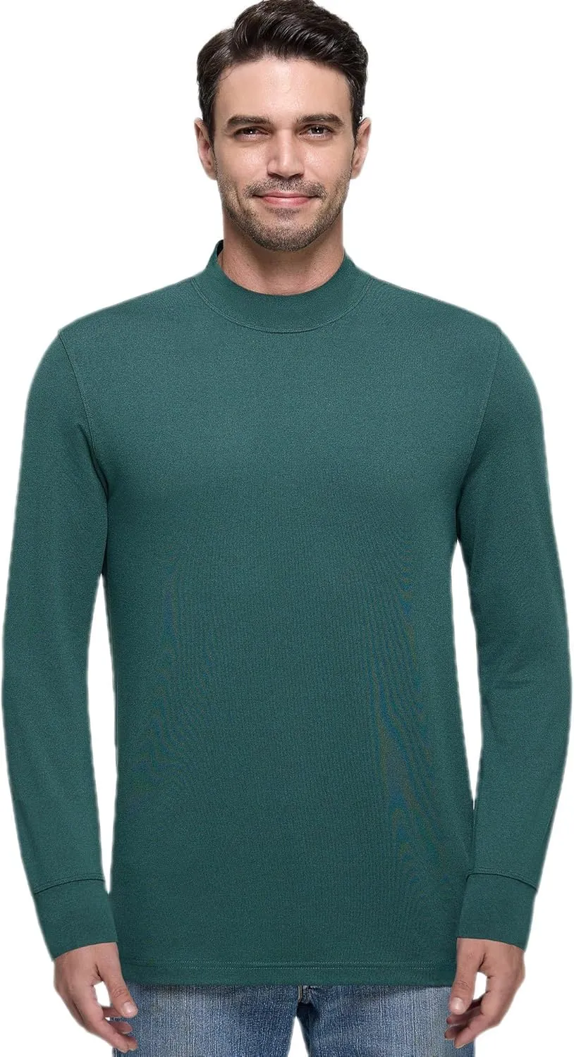 Long Sleeve Shirts for Men Mock Turtleneck Moisture Wicking Business Casual Pullover Undershirts Mens Tee Shirt Top