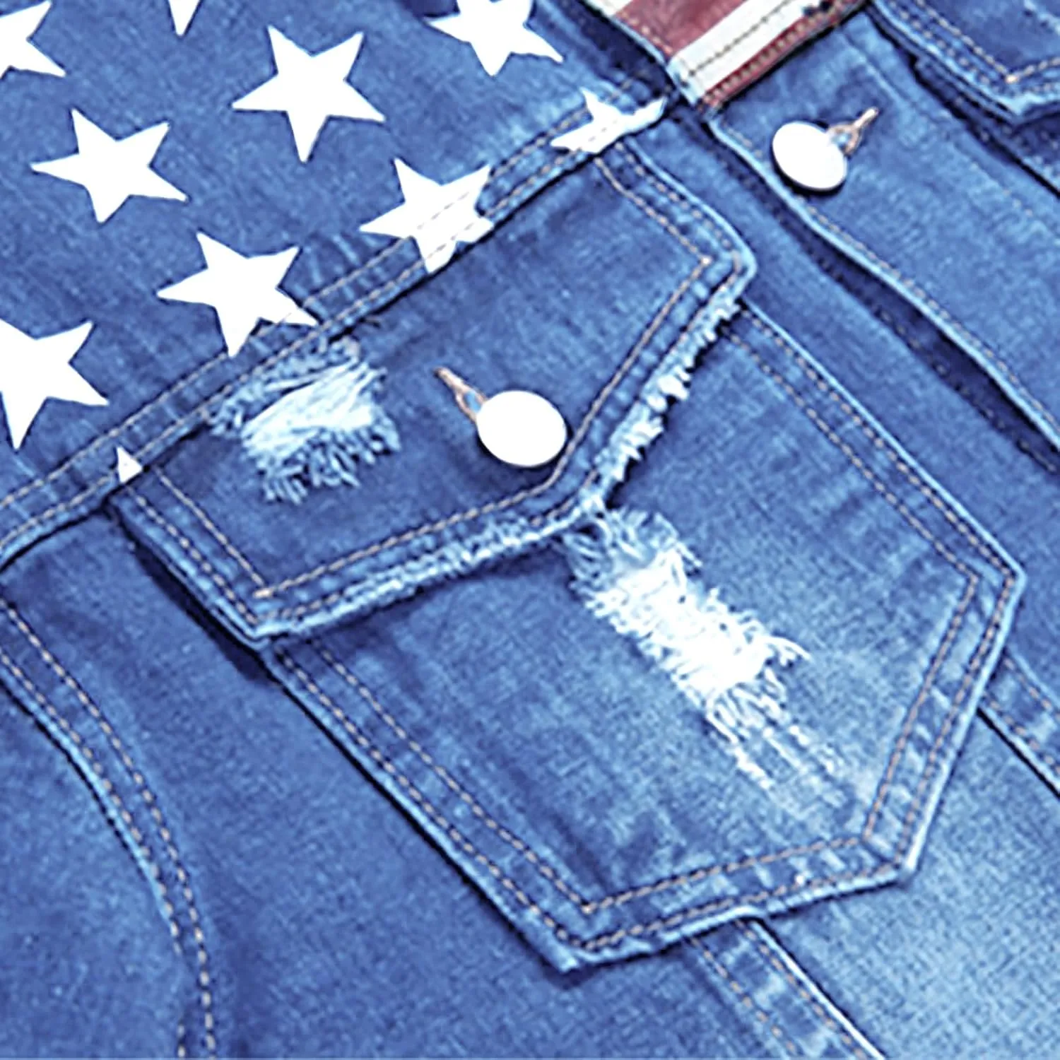 LZLER Denim Jacket Men American Flag Trucker Jackets Classic Slim Fit Jean Jacket for Men