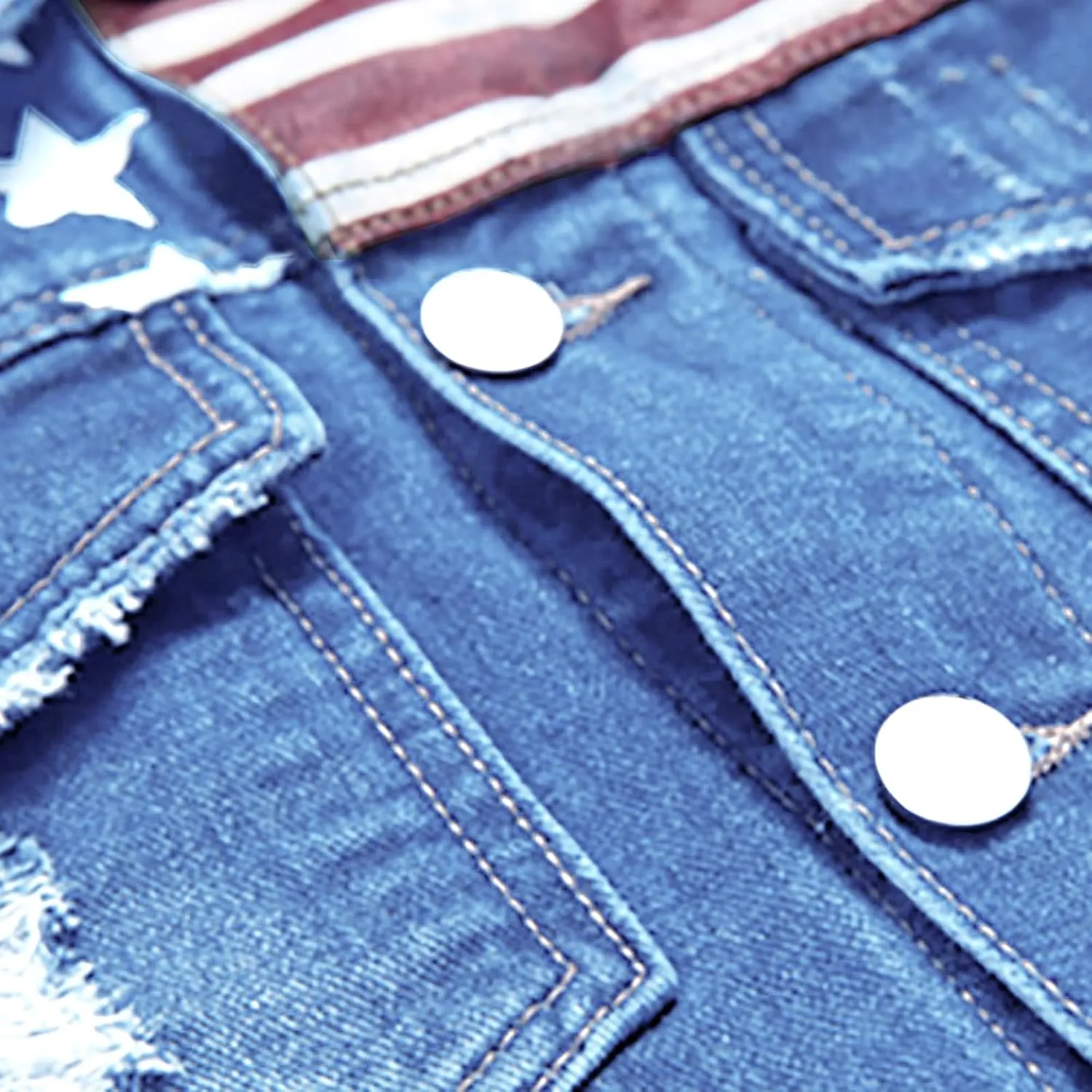 LZLER Denim Jacket Men American Flag Trucker Jackets Classic Slim Fit Jean Jacket for Men