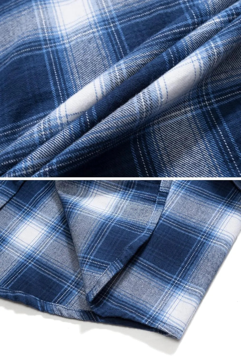 MAGCOMSEN Men's Flannel Shirts Cotton Long Sleeve Plaid Shirt Casual Fashion Button Up Shirts Jackets with 2 Pockets