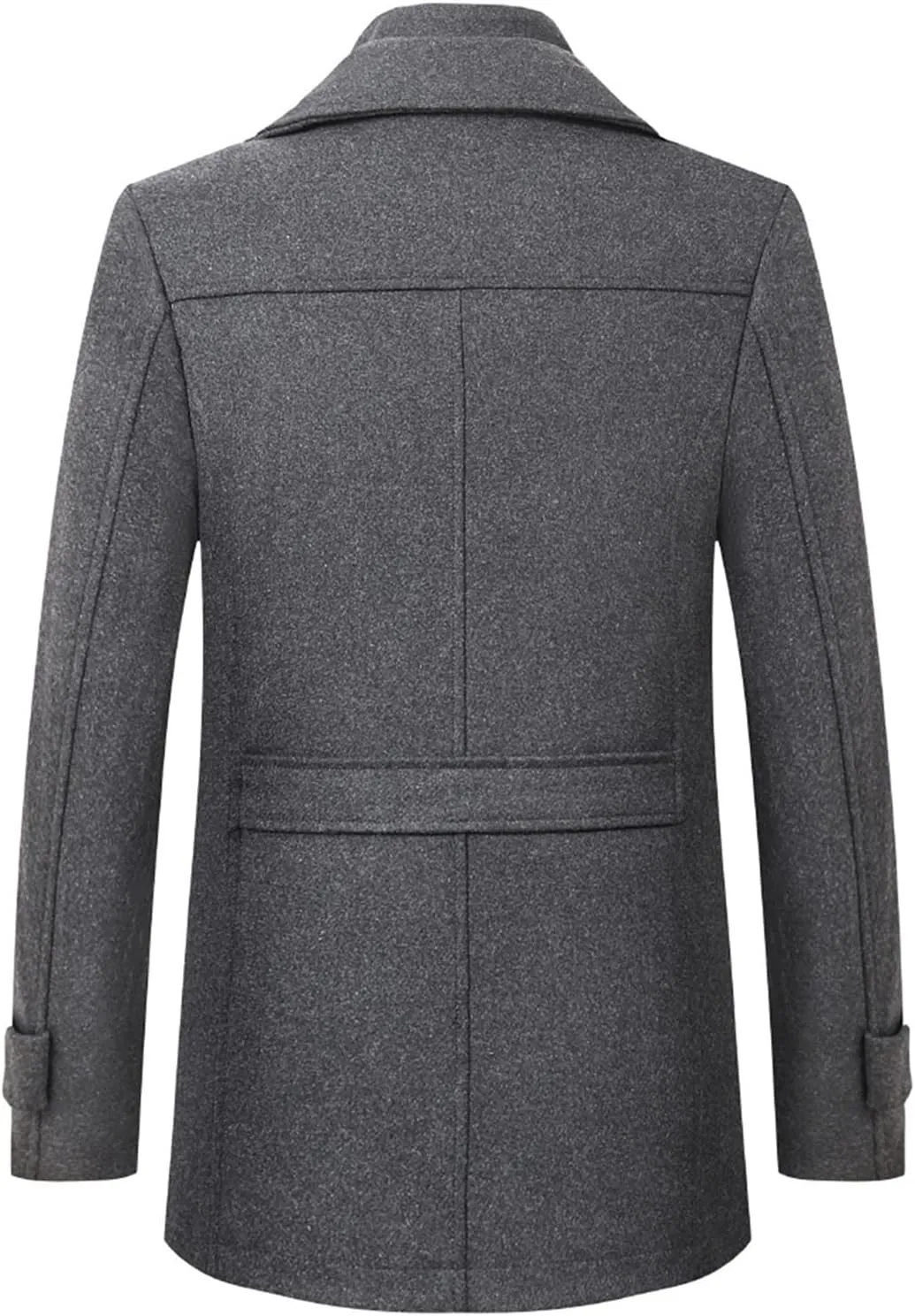 Maiyifu-GJ Mens Layered Collar Pea Coat Single Breasted Quilted Lined Military Peacoat Winter Lapel Wool Blend Trench Jacket