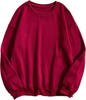 MakeMeChic Women's Casual Cute Oversized Long Sleeve Round Crew Neck Sweatshirt Pullover Top