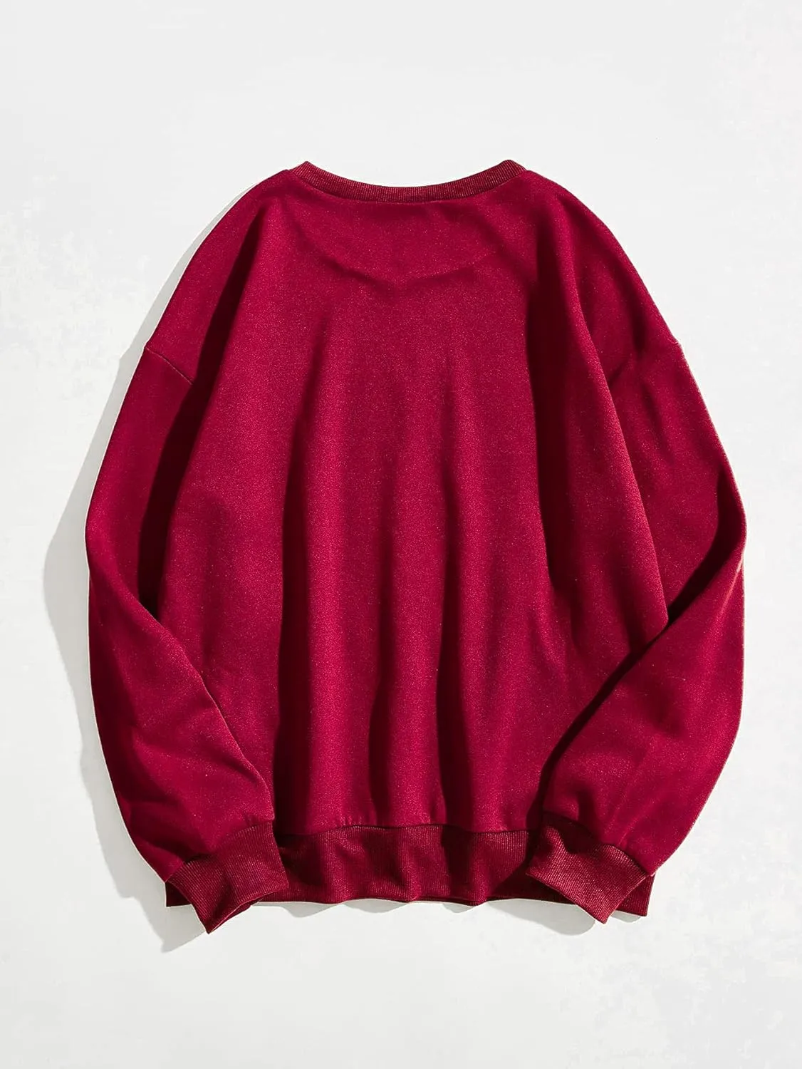 MakeMeChic Women's Casual Cute Oversized Long Sleeve Round Crew Neck Sweatshirt Pullover Top
