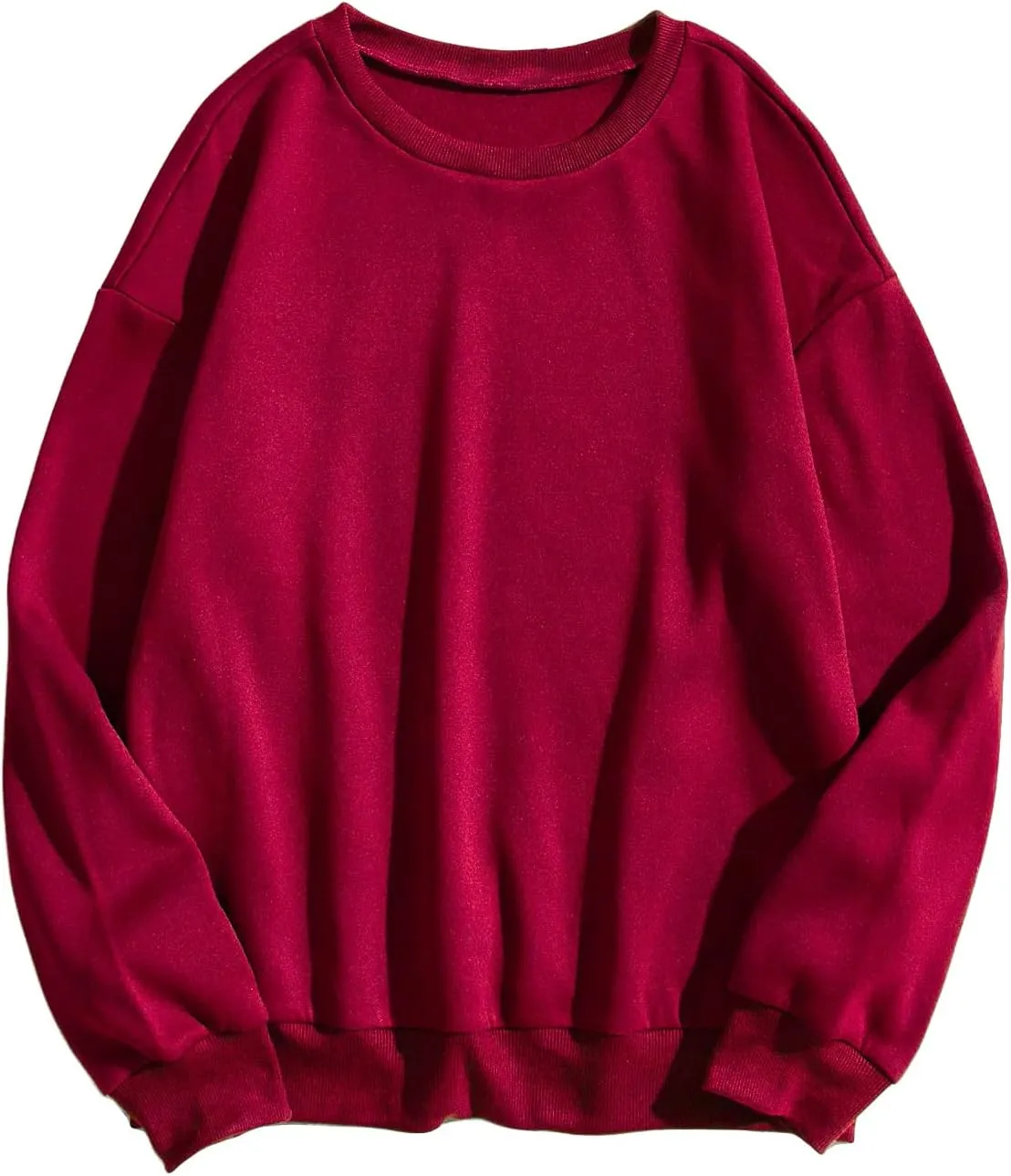 MakeMeChic Women's Casual Cute Oversized Long Sleeve Round Crew Neck Sweatshirt Pullover Top