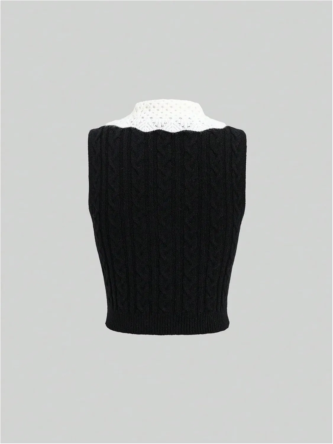 MakeMeChic Women's Knit Tank Top Collared Sleeveless Sweater Vest Knitwear Crop Tops