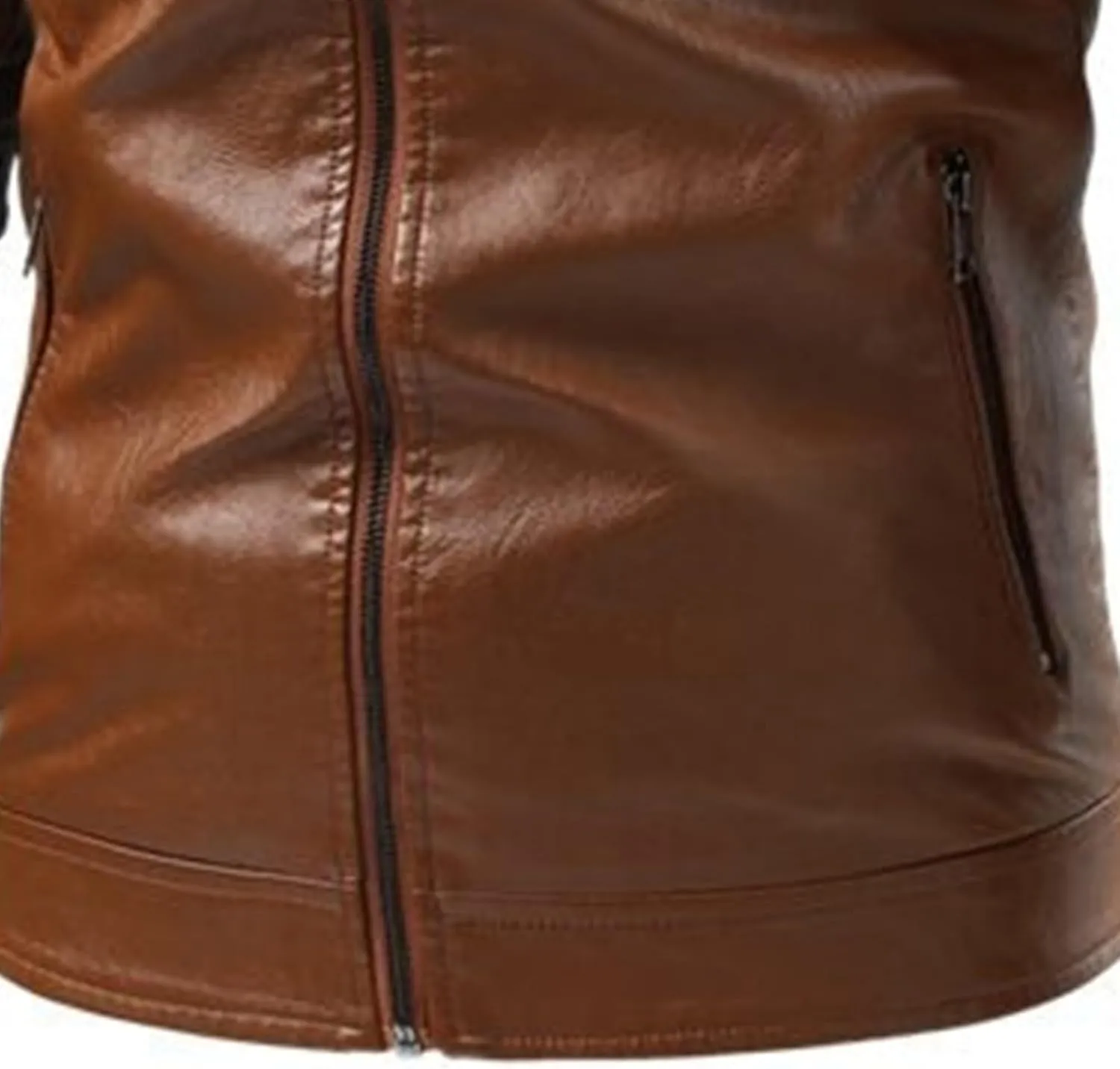 Male Stripe Leather Coat Stand Collar Pu Jackets Faux Leathers Jacket Racer Biker Style Double Zipper