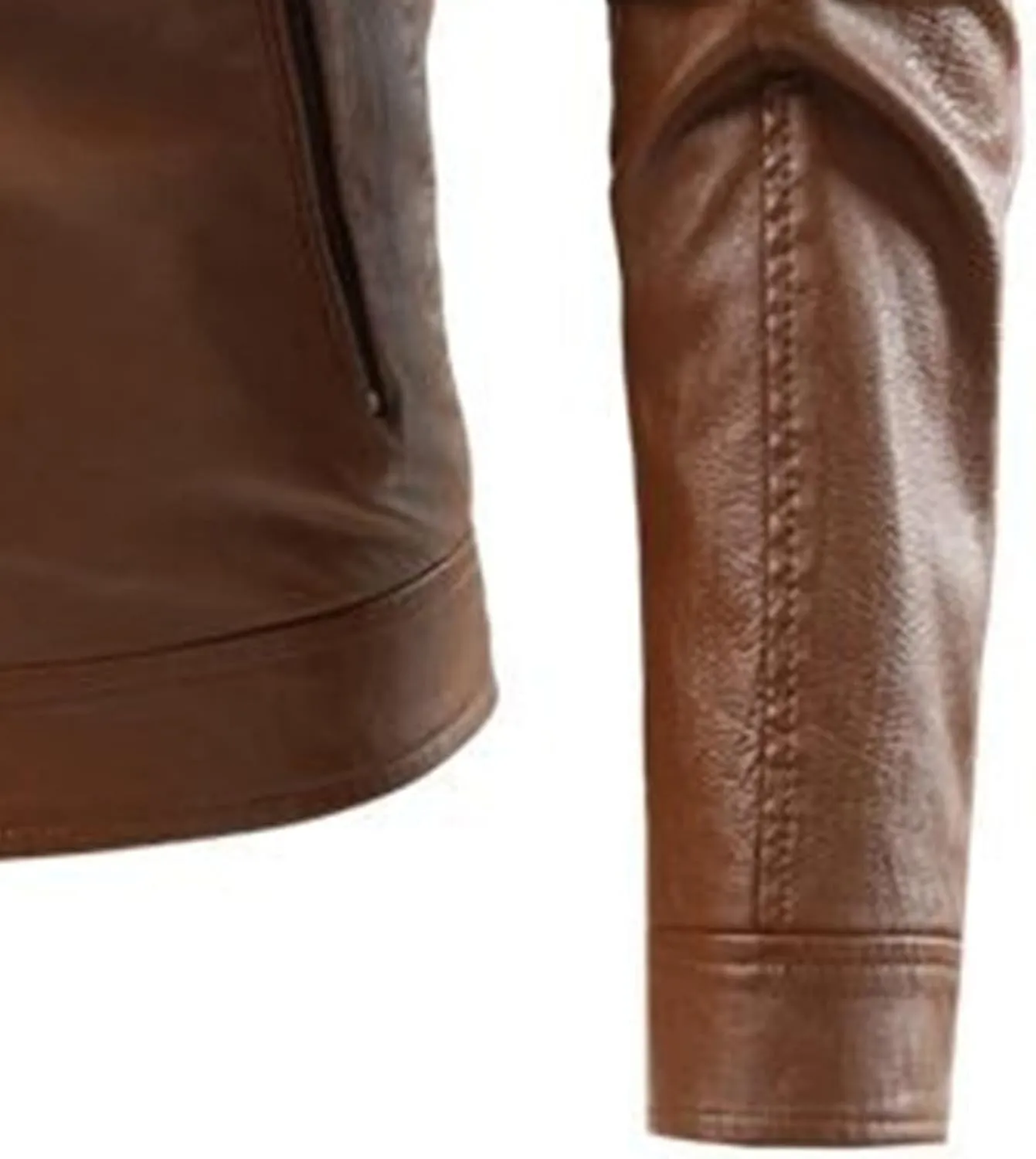 Male Stripe Leather Coat Stand Collar Pu Jackets Faux Leathers Jacket Racer Biker Style Double Zipper