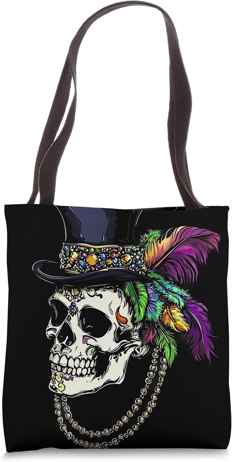 Mardi Gras - Skull Top Hat New Orleans Witch Doctor Voodoo Tote Bag