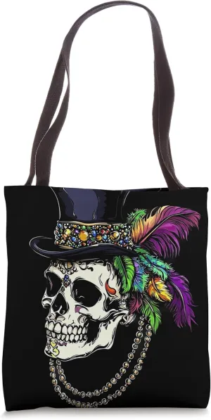 Mardi Gras - Skull Top Hat New Orleans Witch Doctor Voodoo Tote Bag