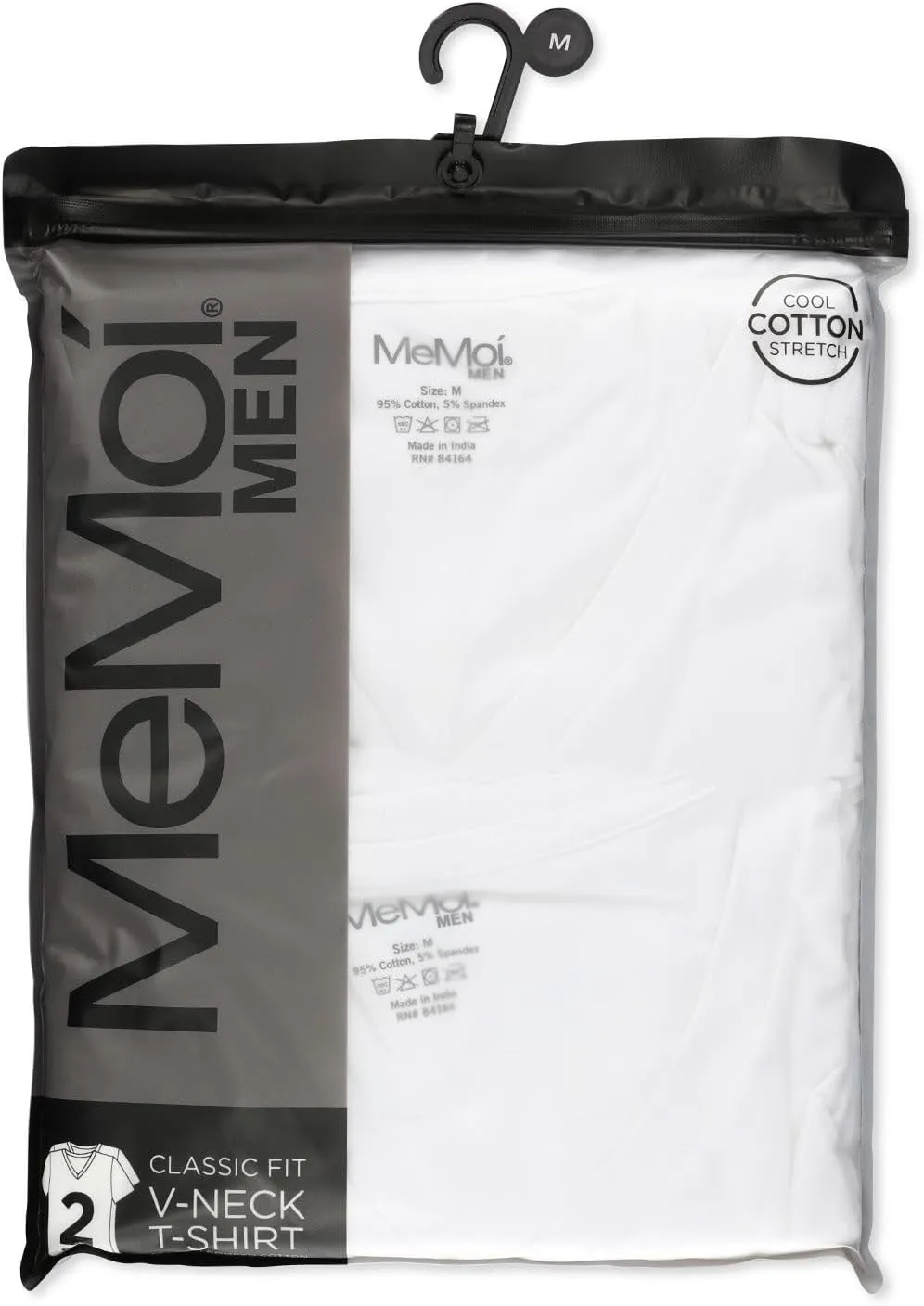 MeMoi Mens 2 Pair Pack V-Neck T-Shirt Undershirt