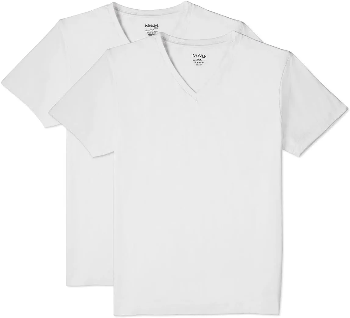 MeMoi Mens 2 Pair Pack V-Neck T-Shirt Undershirt