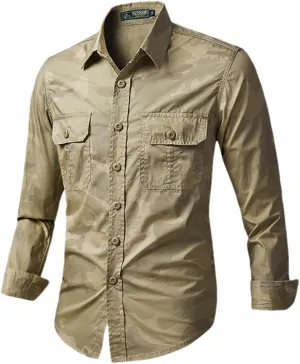 Men Long Sleeve Cargo Tactical Hiking Shirts Outdoor Military Quick Dry Combat Hunting Fishing Shirt