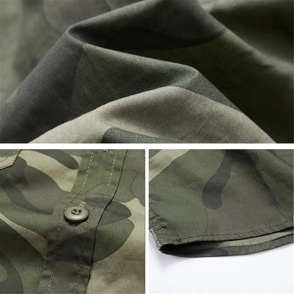 Men Long Sleeve Cargo Tactical Hiking Shirts Outdoor Military Quick Dry Combat Hunting Fishing Shirt