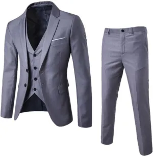 Mens 3 Piece Slim Fit Suit Suits Big and Tall, Blazer Jacket Vest Pants Set, Solid Wedding Party Dress Tux Suite