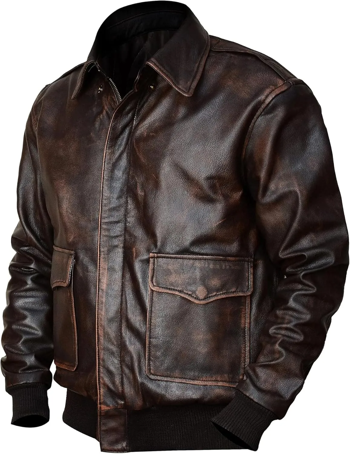 Mens Aviator A-2 Leather Jacket US Air Force Cockpit Flight Pilot Real Lambskin Distressed WW2 Bomber Jackets