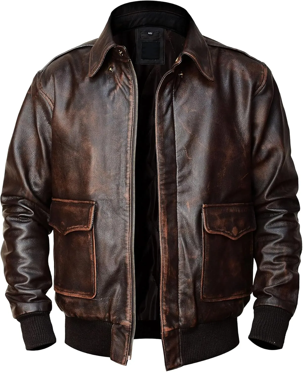 Mens Aviator A-2 Leather Jacket US Air Force Cockpit Flight Pilot Real Lambskin Distressed WW2 Bomber Jackets