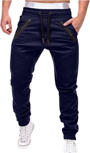Mens Casual Joggers Pants Cotton Drawstring Chino Cargo Pants for Hiking & Outdoor Activities