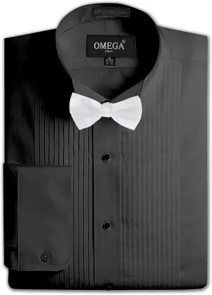 Mens Formal Wing Collar Tuxedo Shirt, 1/4" Pleat