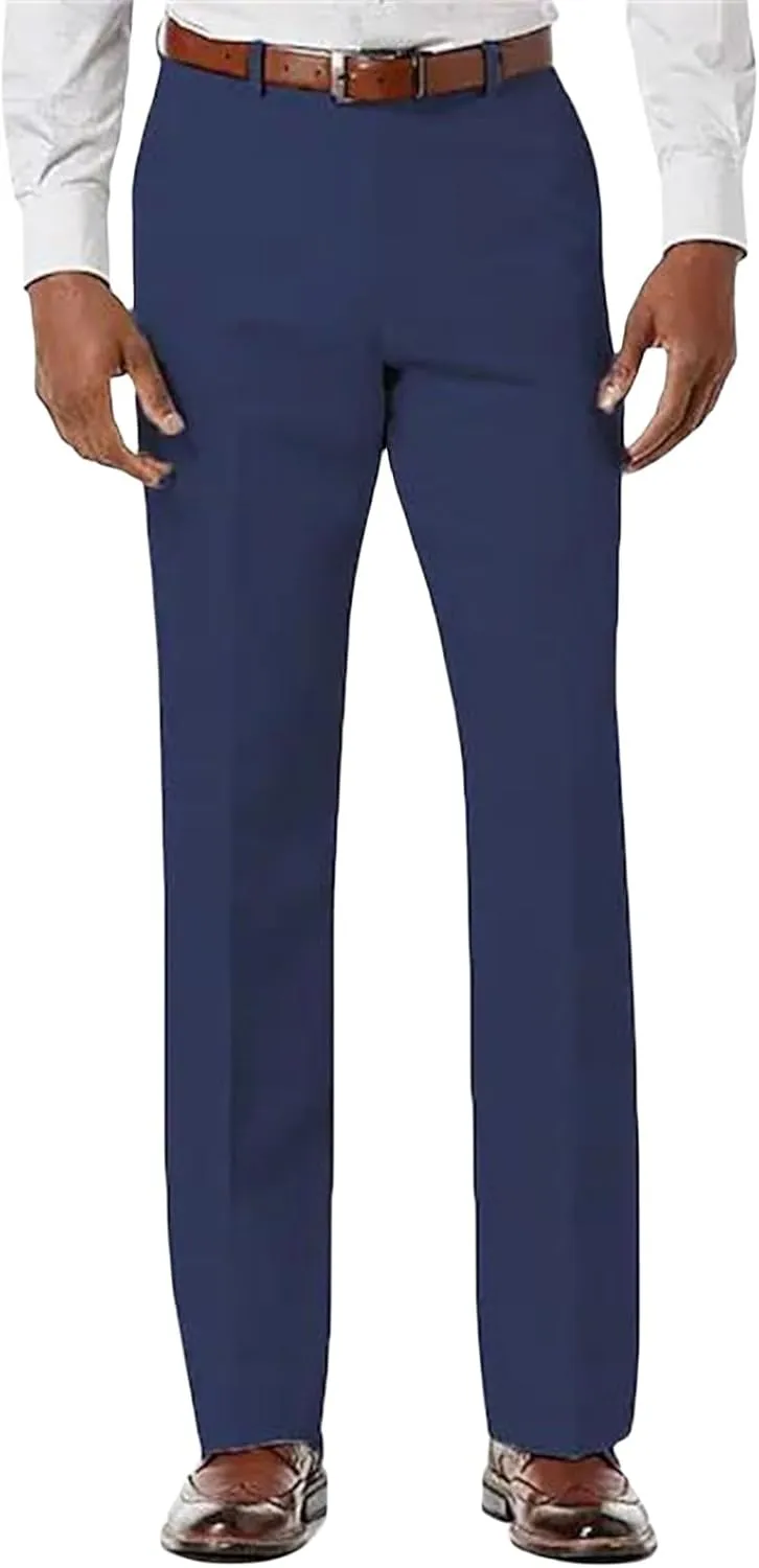 Mens Front Flat Casual Dress Pants Slim Fit Suit Pants Comfy Classic Stretch Chino Pants Business Work Trousers for Men
