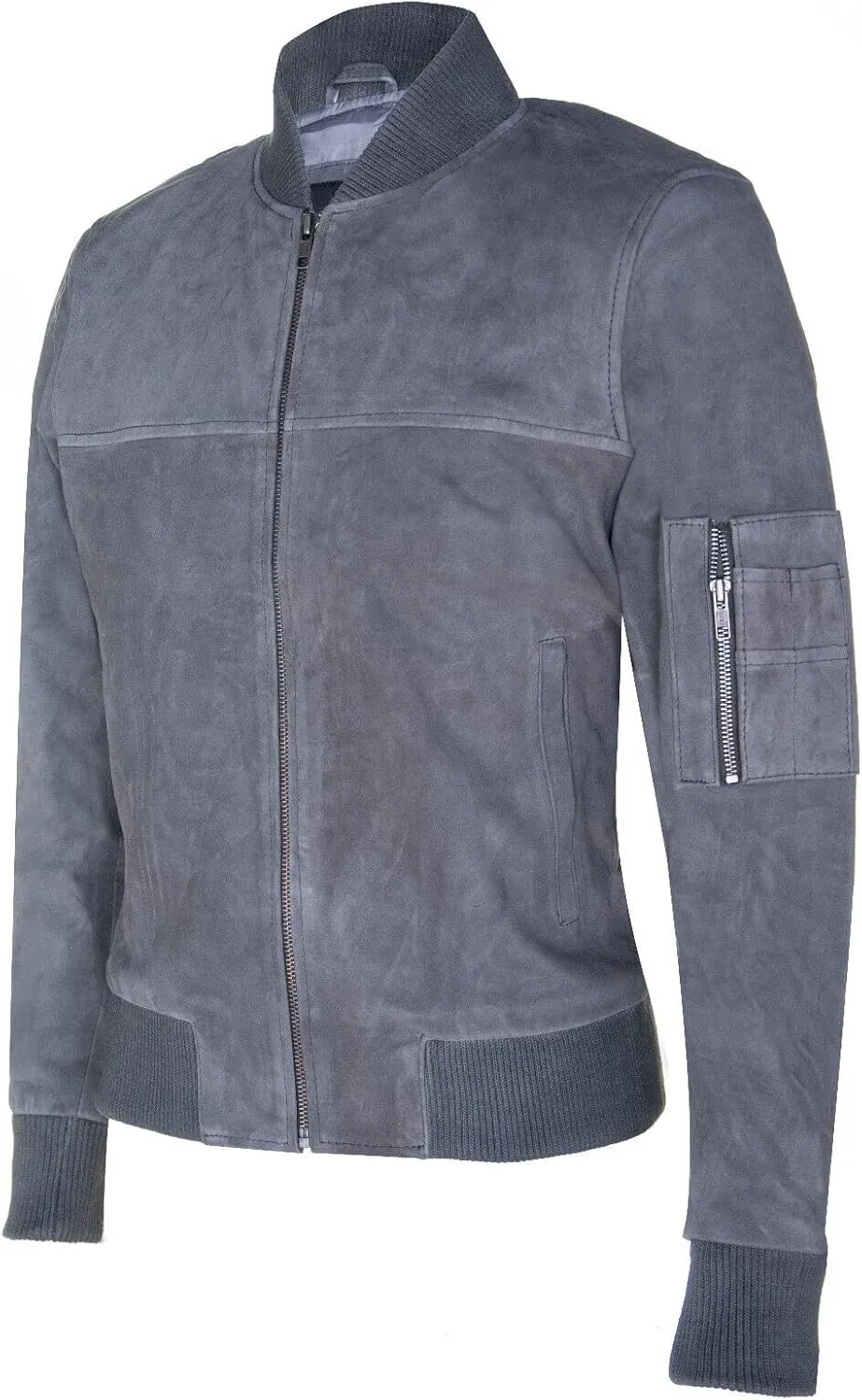 Mens Goat Suede Bomber Jacket Real Genuine Leather MA-1 Varsity Retro