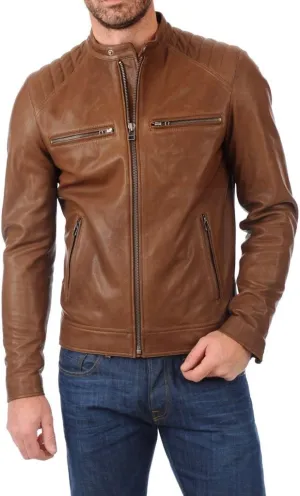 Men's Lambskin Leather Bomber Biker Jacket