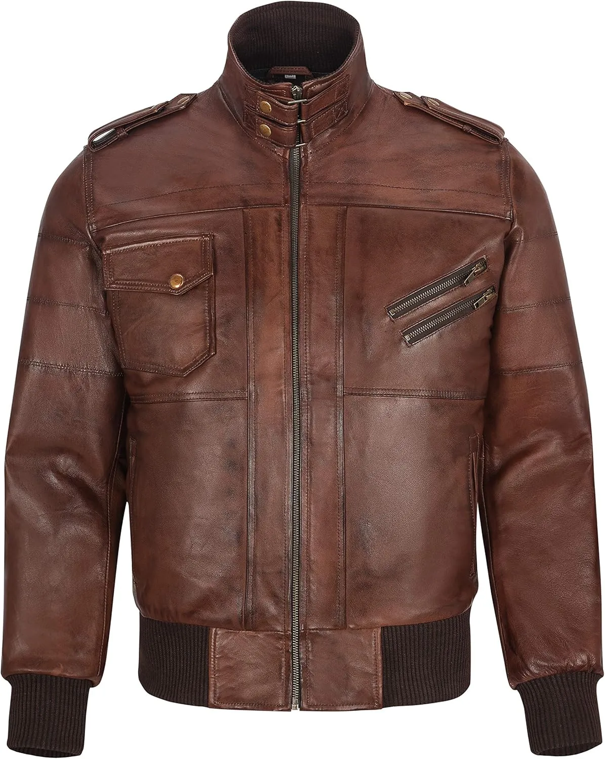 Men's Leather Jacket Removable Hood | leather jacket Men | Brown Leather Motorcycle Jacket