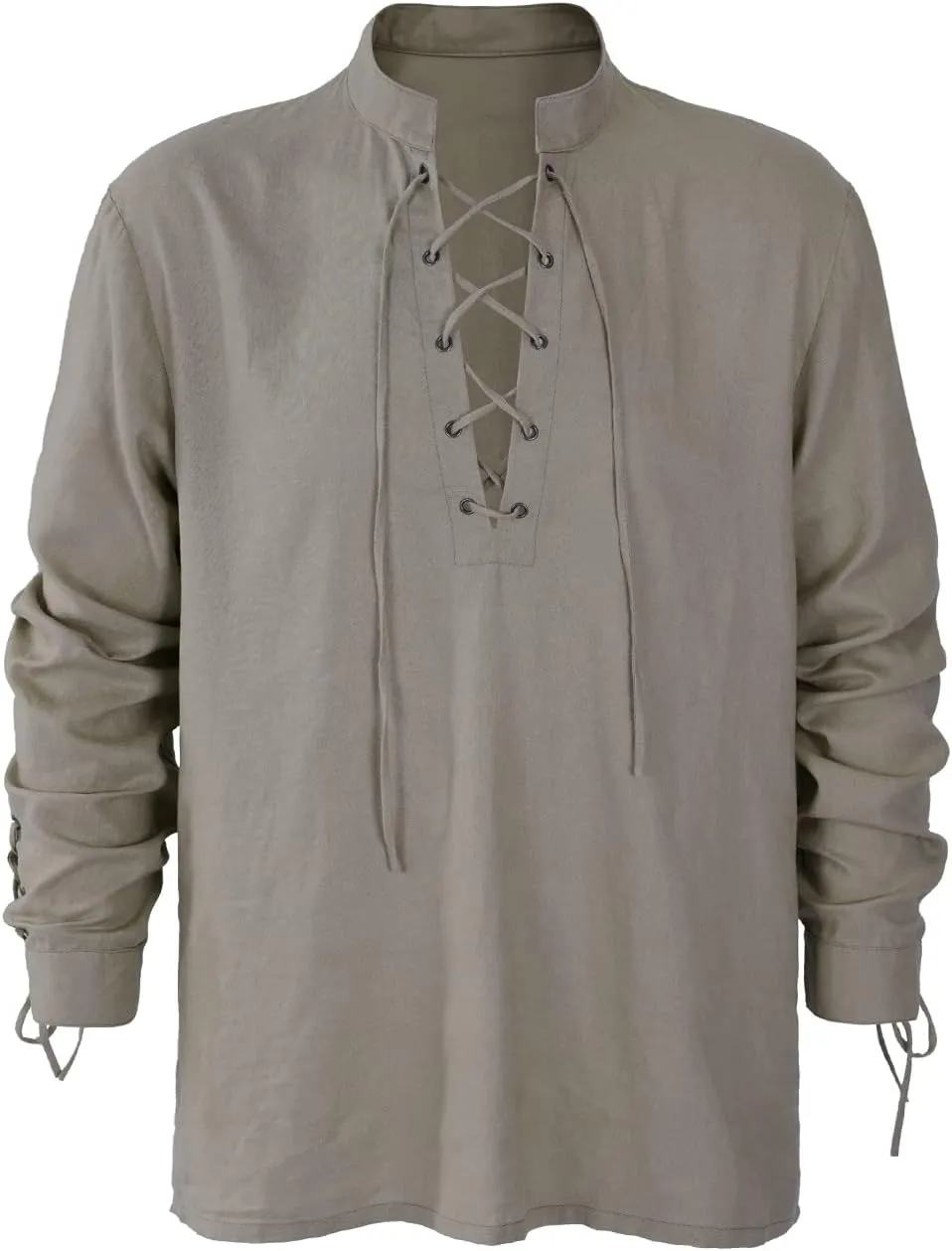 Men's Renaissance Shirt Pirate Medieval Viking top Linen Long Sleeved Halloween Costume