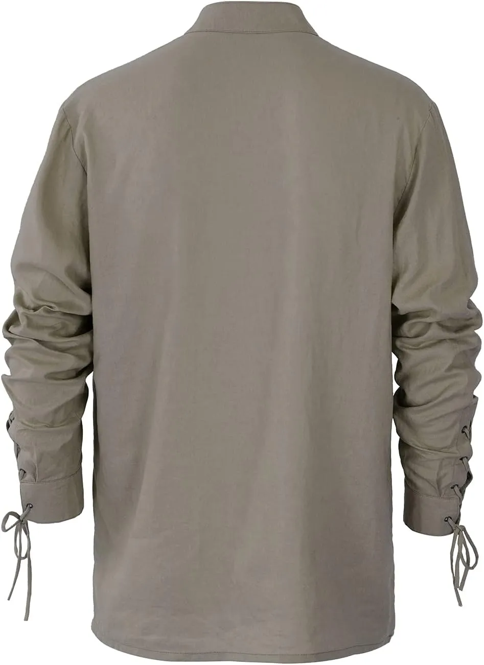 Men's Renaissance Shirt Pirate Medieval Viking top Linen Long Sleeved Halloween Costume
